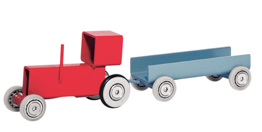 ArcheToys Tractor Red / Wagon Pastel Blue